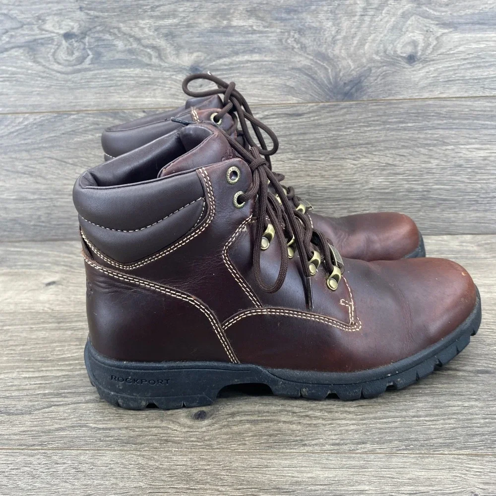 Rockport XCS Hiking Boots Mens 9 Brown Leather Waterproof Hydro-Shield APM7250E
